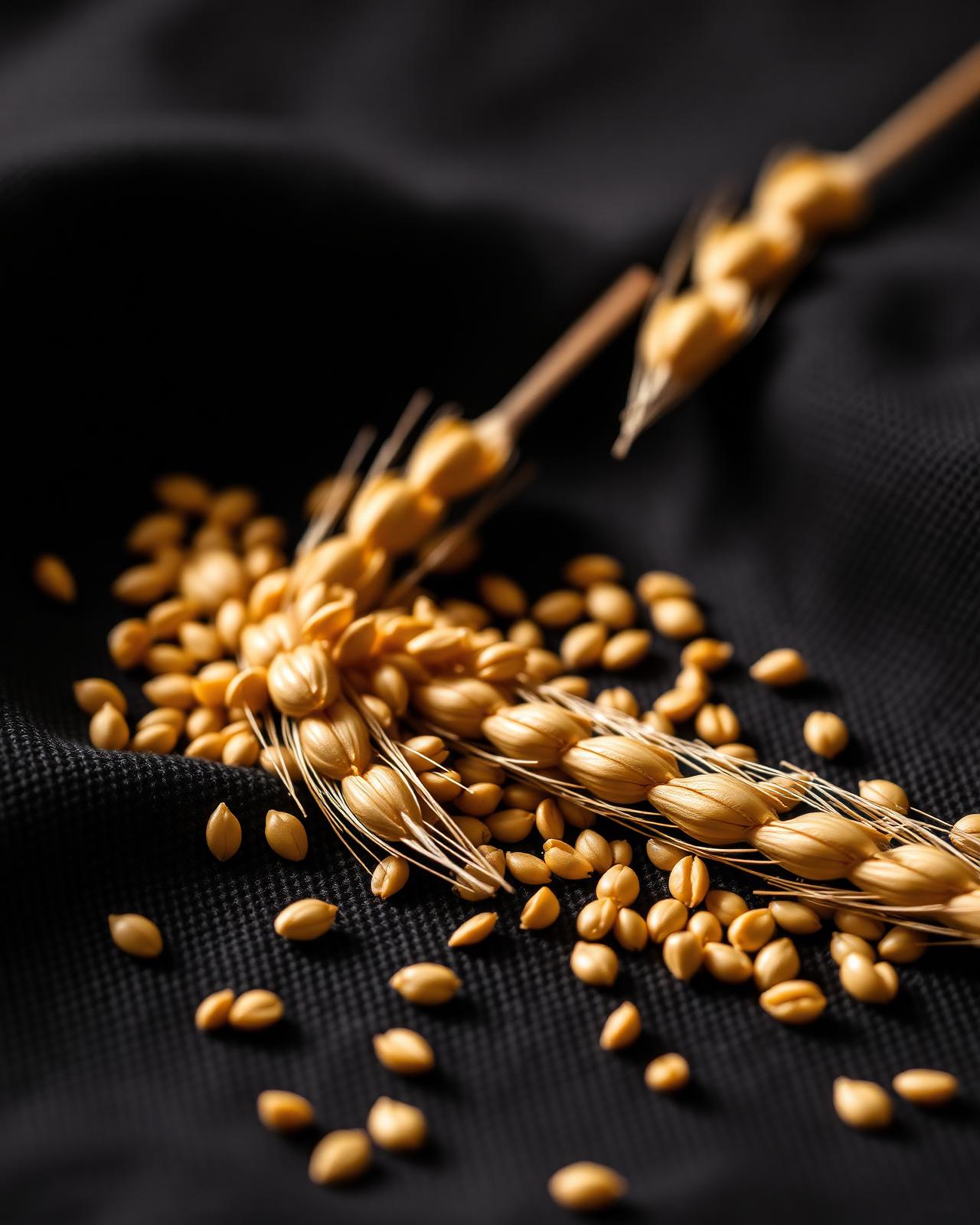 Wheat grains close-up